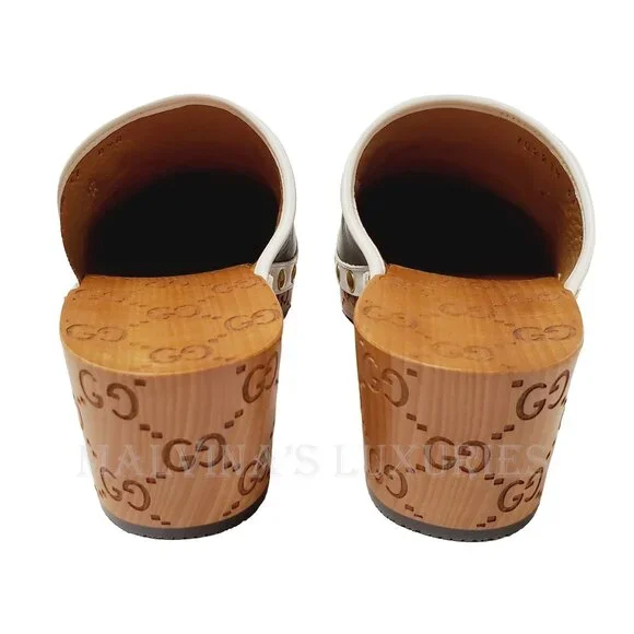 GUCCI SHOES ADIDAS X TREFOIL LEATHER HORSEBIT CLOG MULES  sz 37 7 - Picture 12 of 16